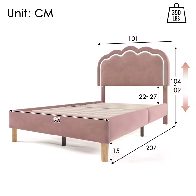 upholstered bed single bed 90 x 200cm bedstead with flat noodles frame and adjustable headboard pink upholstered bed bedroom bedstead youth bed room velvet 3