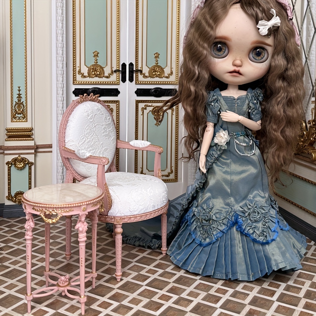 Wooden 1:12 Doll House fashion Miniature Sofa and Table Cabinet Set of 6,Miniature LIving Room Furniture,Blythe OB11 Bjd Doll Furniture Sets