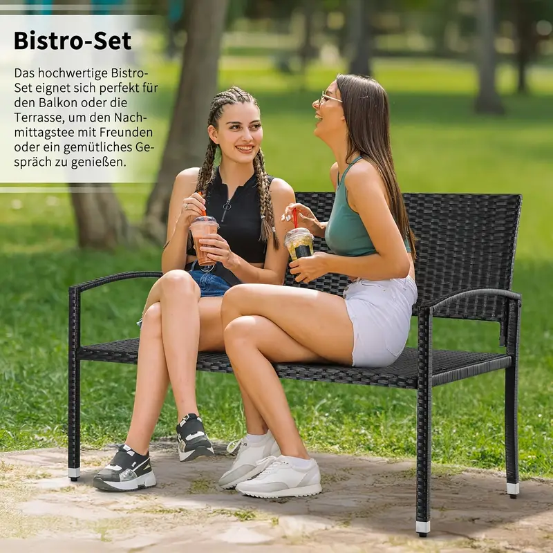 Gartenbank Rattan, Polyrattan Bank Wetterfest, 2-Sitzer Gartenbank * 320Kg Tragkraft, 122X60X85Cm, Bequeme Gartenmöbel Bank, Parkbank, Einseitige Rattan, Outdoor Bank