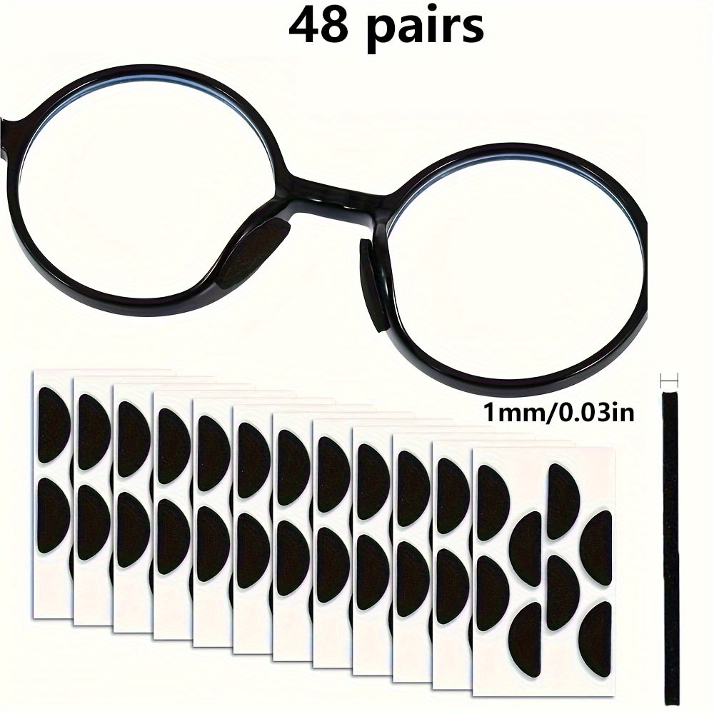 48 Pairs Of Thin, Self-adhesive Nose Pads For Glasses, Designed To Prevent Slipping. Foam Pads Are Replacements Suitable For Frames