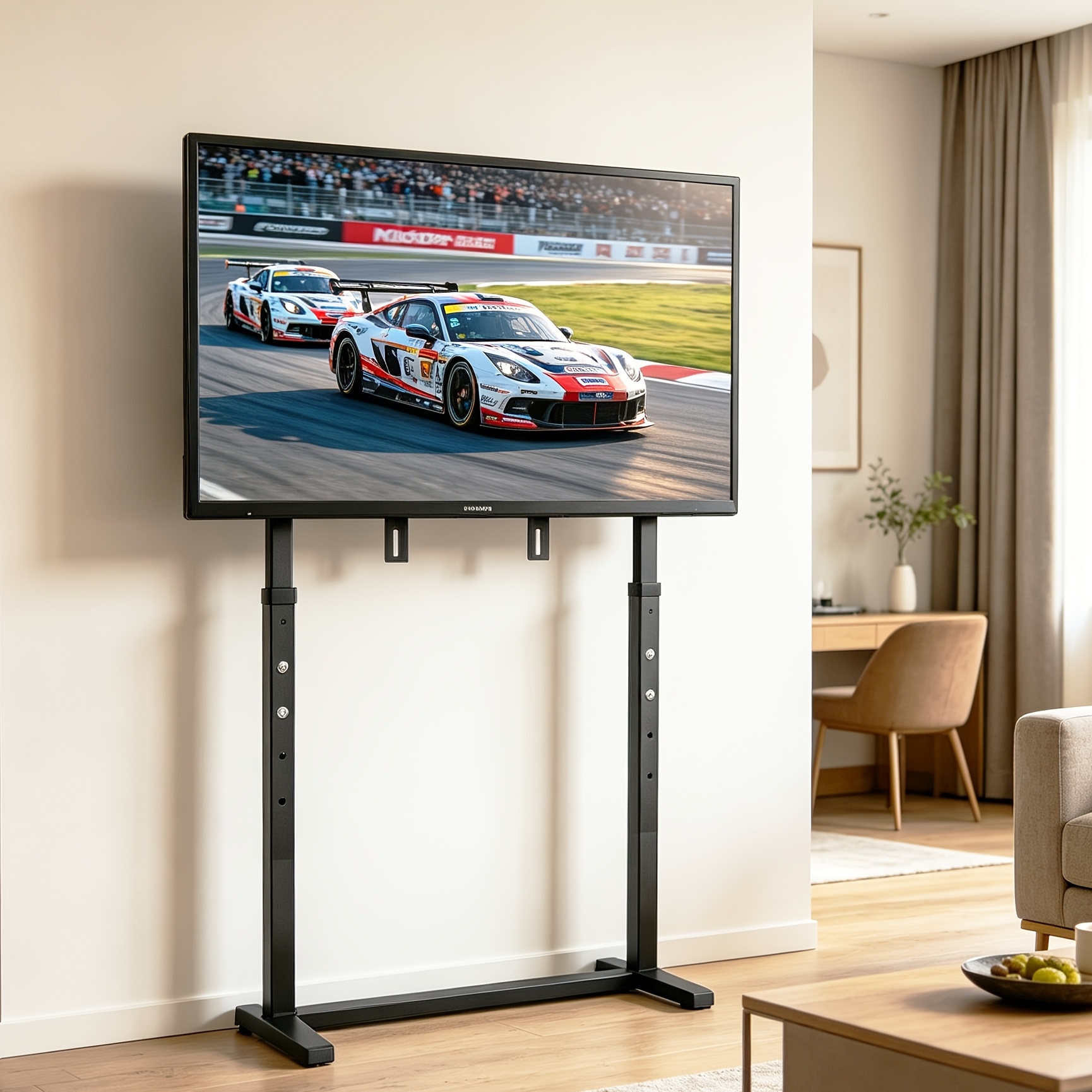 Tall Floor Tv Stand With Bracket, Free Standing Trolley Height Adjustable For 32-100 Flat Panel Led Lcd Screens, Max Vesa 800x600, Loading Weight 40kg