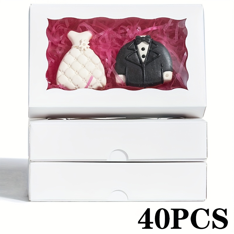 TEMU 40-200pcs White Paper Biscuit Boxes With Transparent Windows, High-quality Small Paper Gift Boxes, Suitable For Packaging Desserts, Pastries,