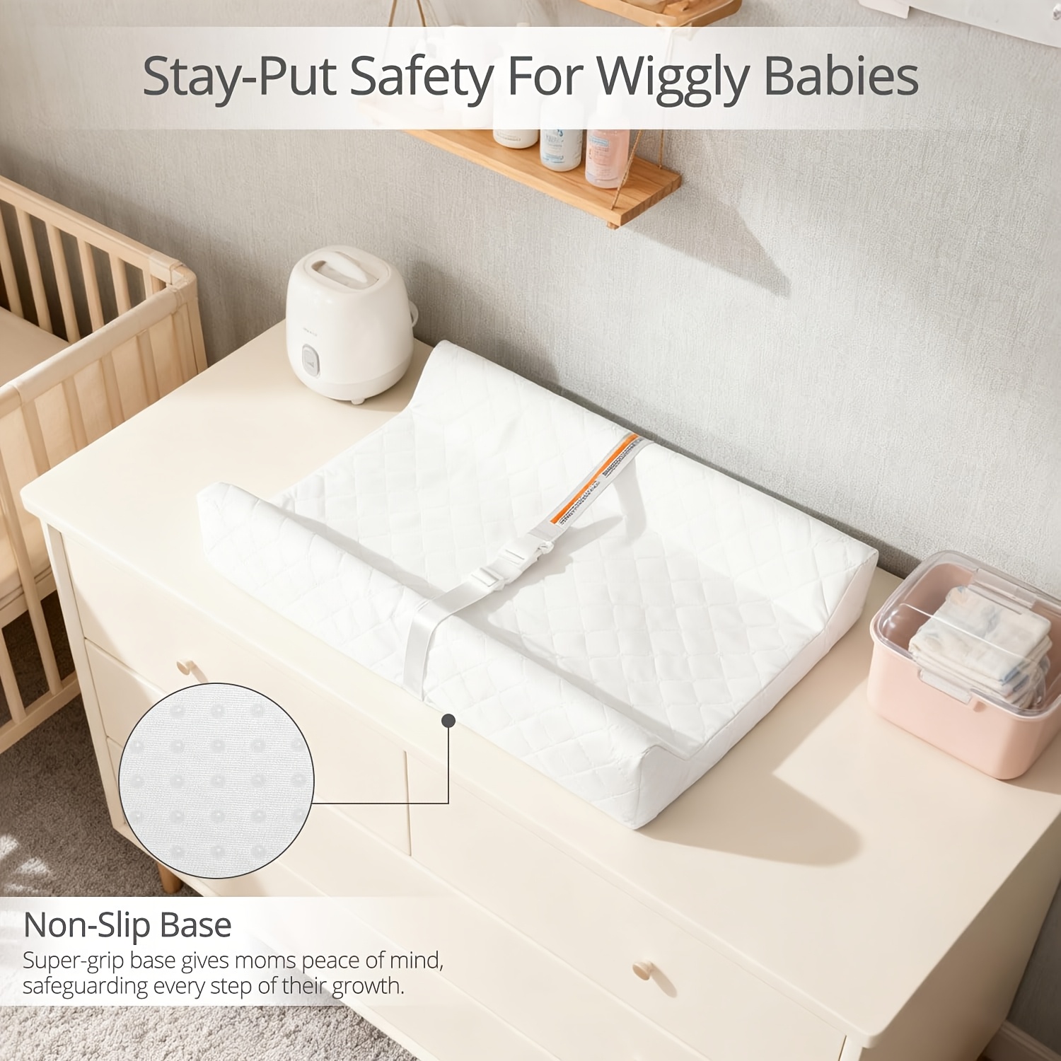 Baby Changing Pad, Non-slip Wipeable Diaper Changing Mat With Safety Strap 32x16 Inch Infant Diaper Change Pad Suitable For Dresser And Table (suitable For 1111pcs Holidays)