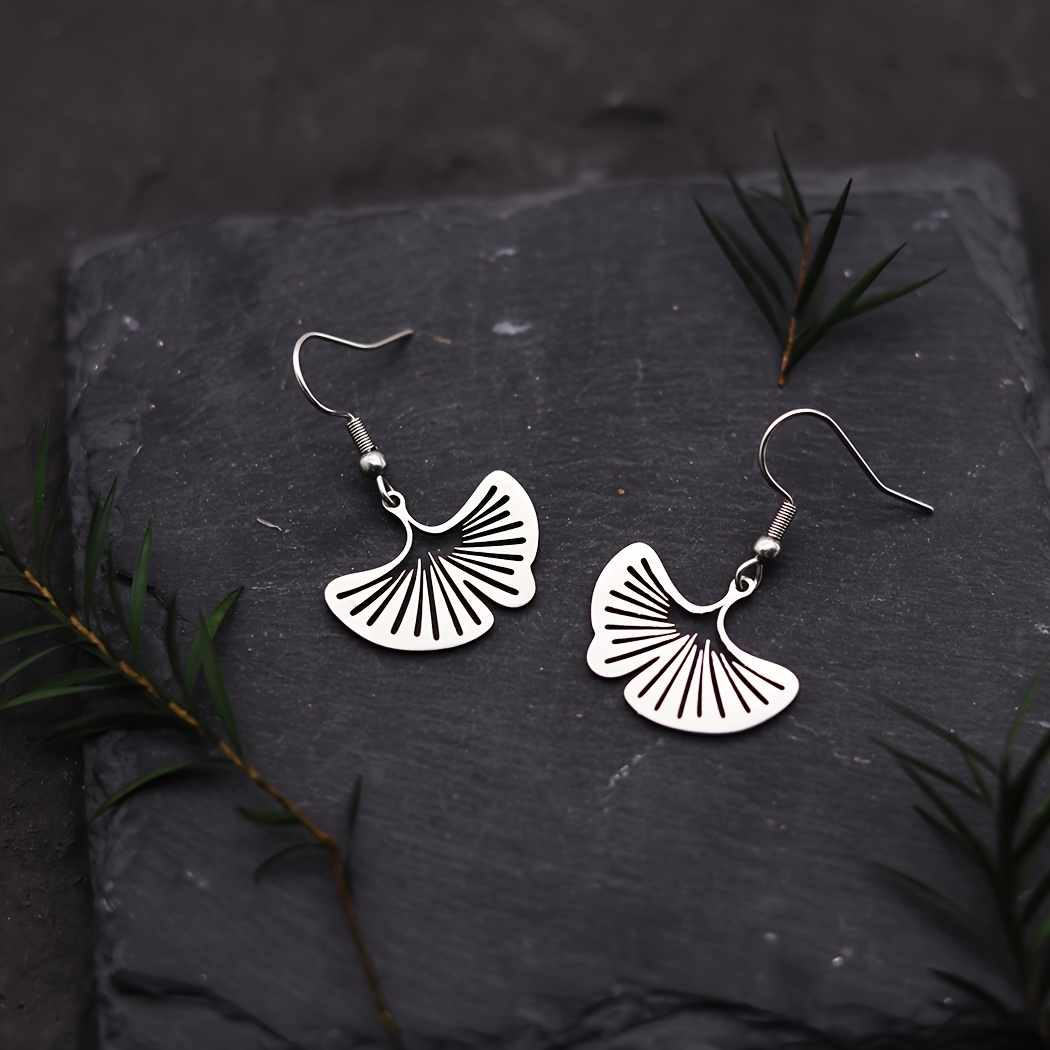 Vintage Stainless Steel Ginkgo Leaf Tassel Earrings Charms - Intricate Detailing, Lightweight Durable Jewelry Making Supplies For