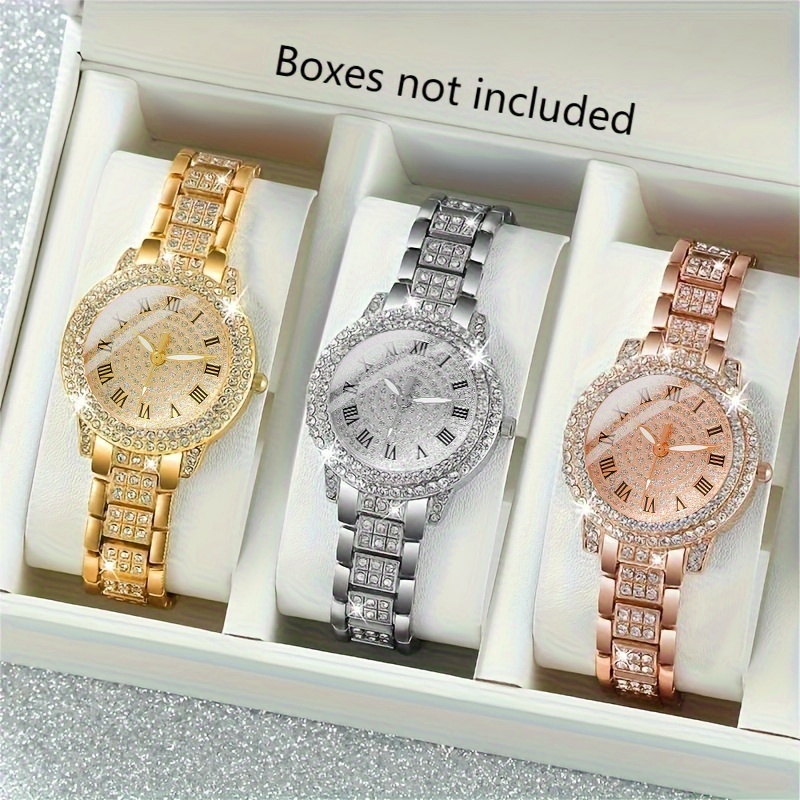 Image of 3pcs Women' Quartz Watch Design Dial Fashion Wristwatch For Birthday Gift And Holiday Party, Suitable For Women, Students
