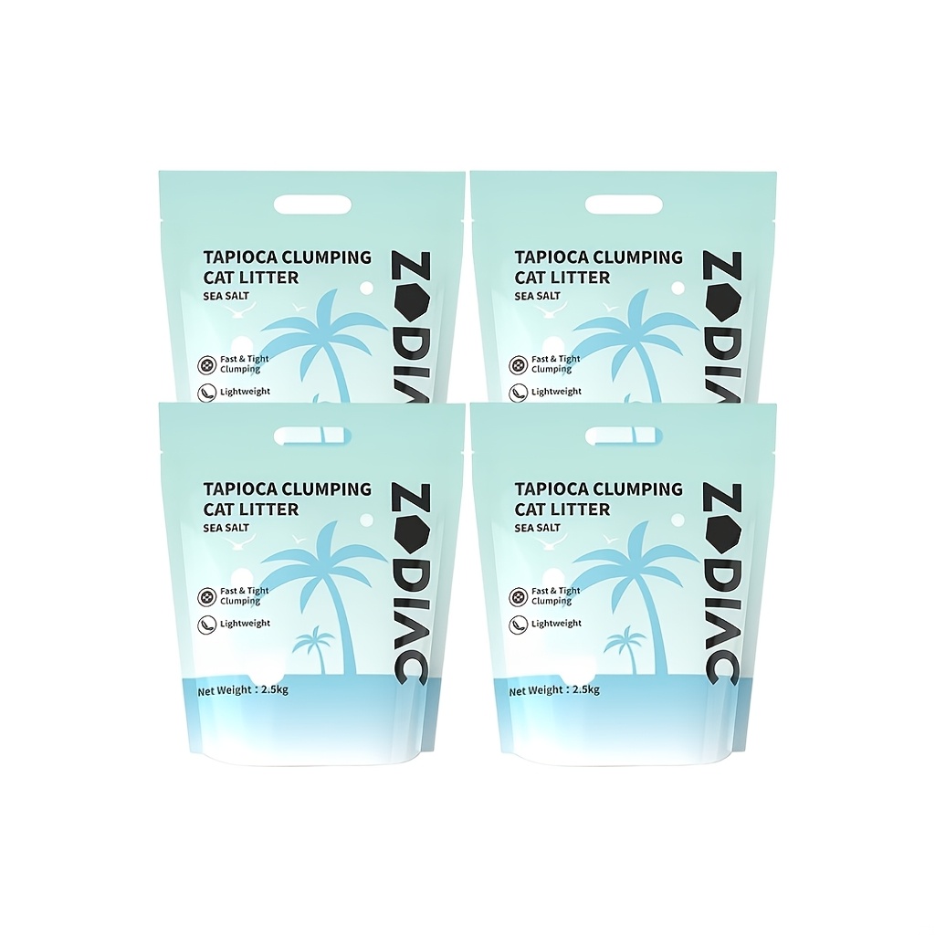 ZODIAC Sea Salt Scented Cassava And Tapioca Cat Litter, Advanced Hard Clumping Natural Pet Litter (4 Pack, 2.5Kg X 4)