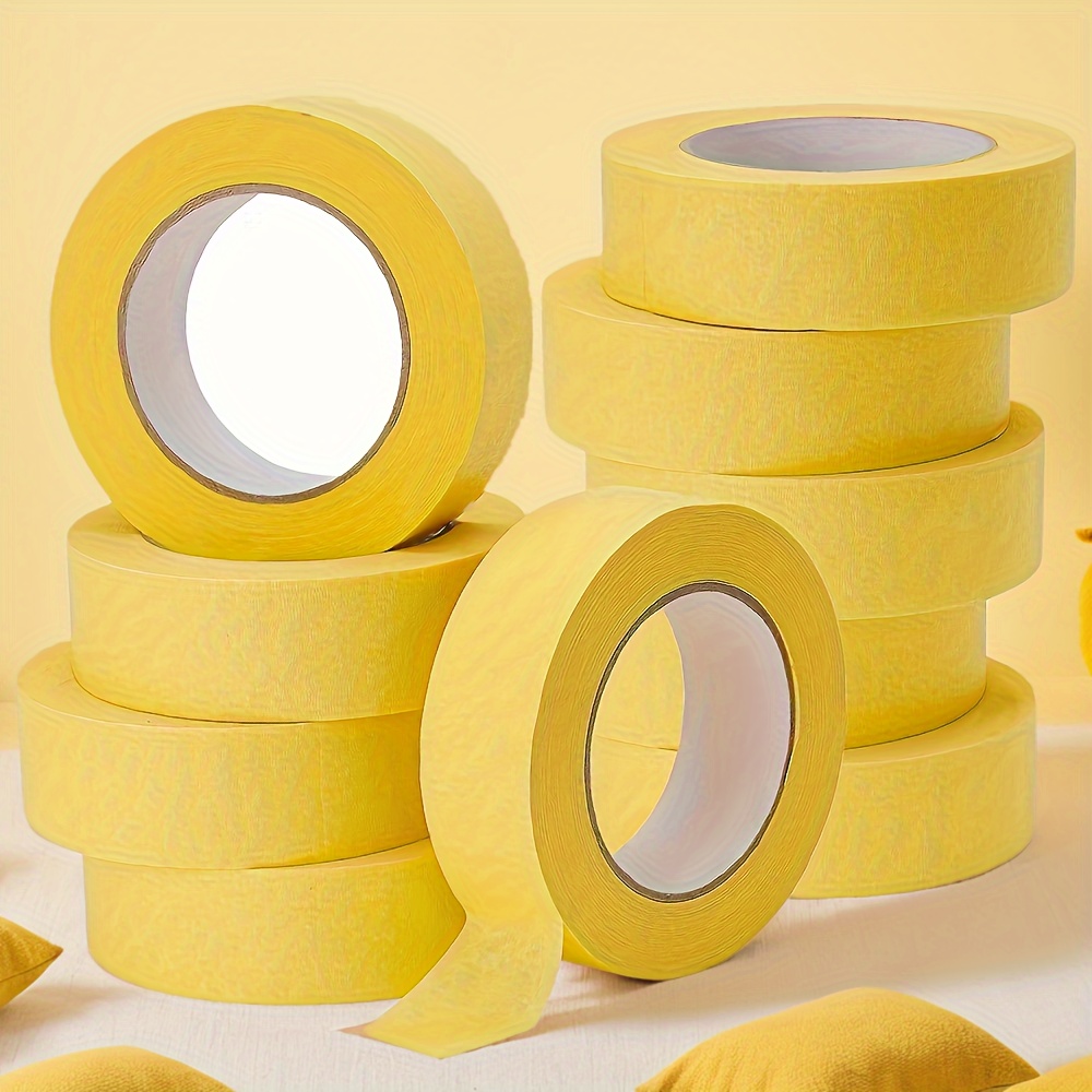 

4 Pcs Automotive Masking Tape 35 Mm X 50 M, Yellow, Crepe Backing, Moisture Resistant, Multi-purpose