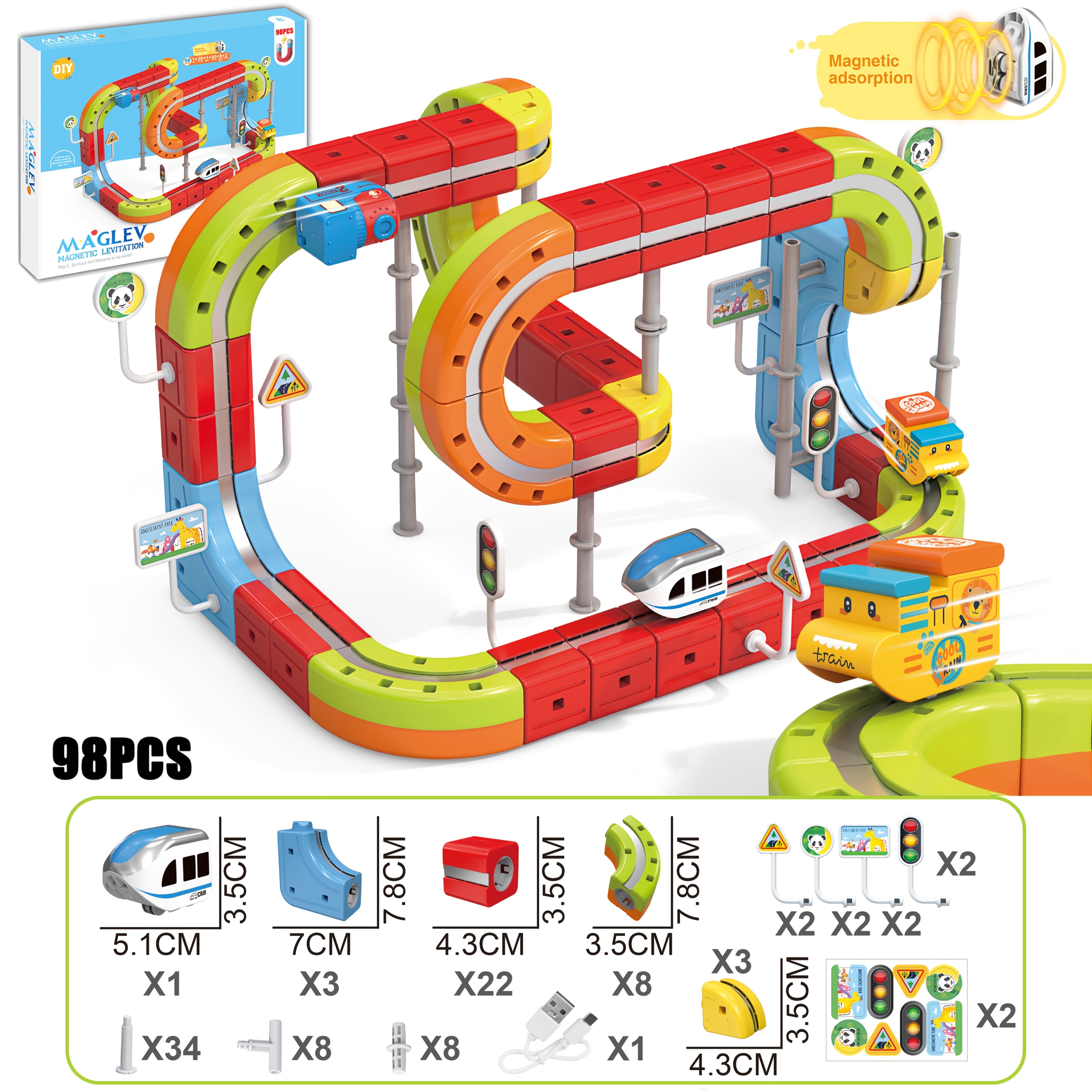 3  track with electric train set for kids magnetic   cube tracks magnet railway builder   rail cubes building toy anti gravity flexible race track