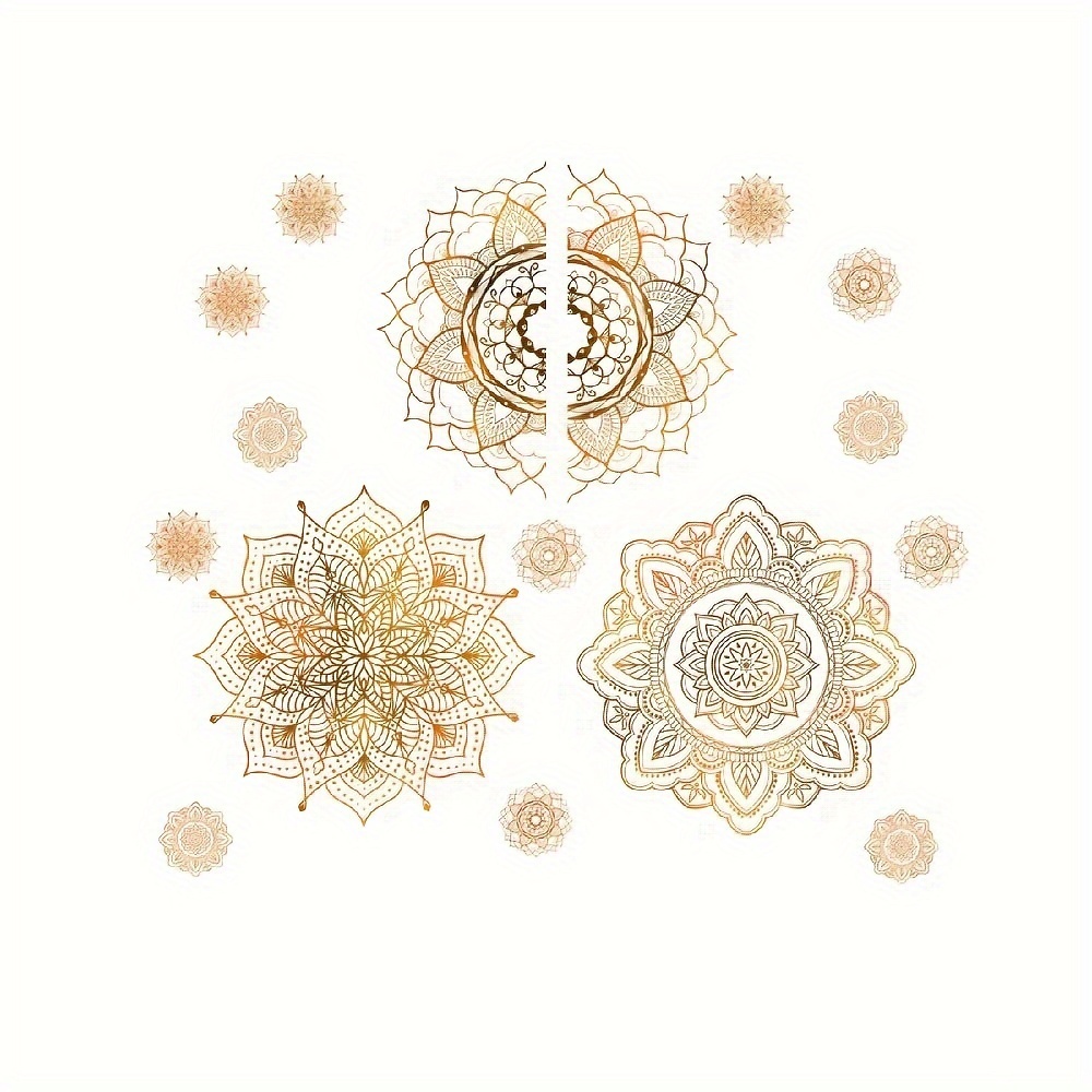 Image of 3pcs Bohemian Mandala Lotus Wall Sticker, Suitable For Living Room Bedroom Home Wall Decoration