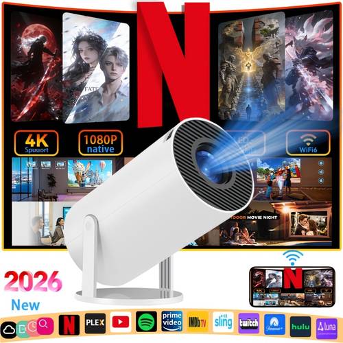 portable hd smart projector wireless projector with wifi and bt5 0 functionality supports 4k resolution built in app local 1080p resolution 180 degree rotation built in speakers remote control keystone correction