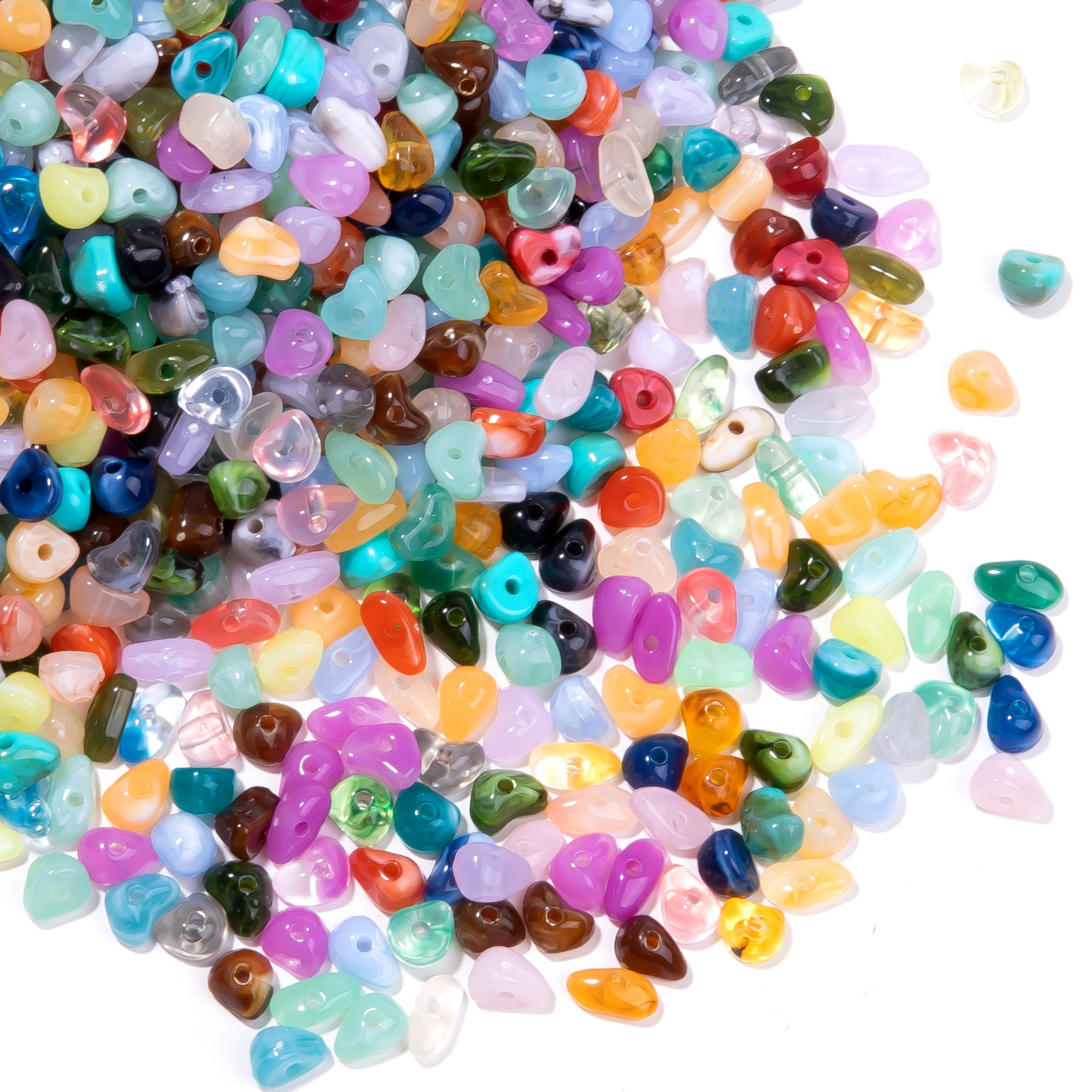 100pcs Multicolor Irregular Acrylic Beads, Stone-shaped Beads For Jewelry Making, Decoration, Diy Craft Supplies