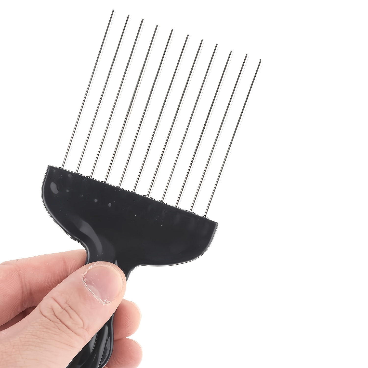 TEMU 1pc Metal Afro Comb Magic Hair Coils Tool Smooth & Sturdy Metal Hair Pick Detangling And Styling Afro Pick For Curly Hair Fork Pick Comb
