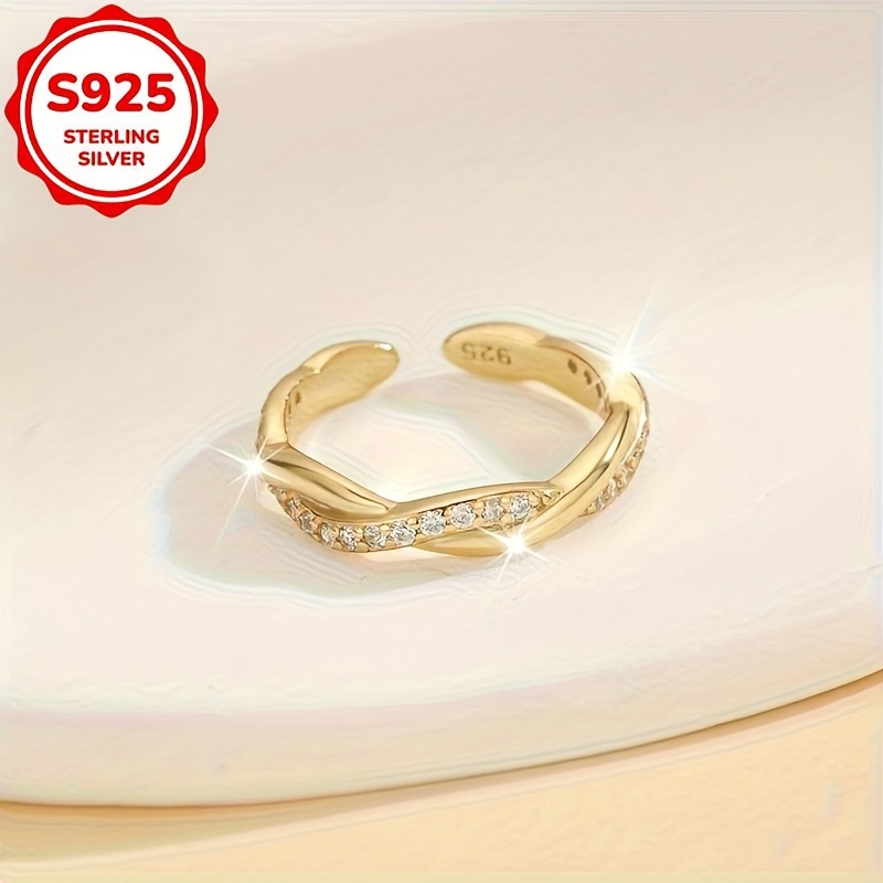 S925 Silver Wavy Cross Open Toe Ring, Summer Accessory
