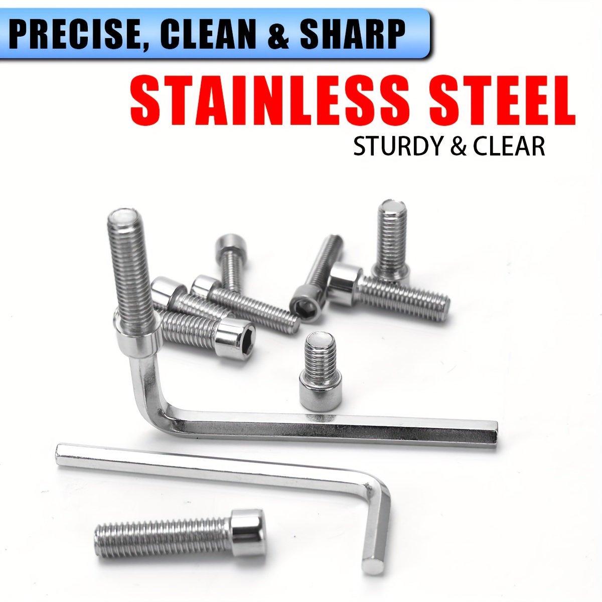 Juego de 480 piezas de tornillos y tuercas hexagonales de acero inoxidable - M2, M3, M4, M5, cabeza hexagonal - Incluye llave de fregona plana