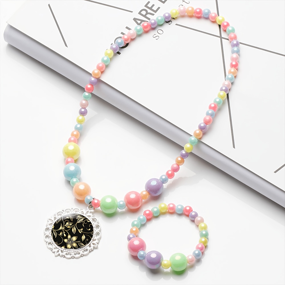 2pcs Women's Cute Necklace & Bracelet Set, Random Colour