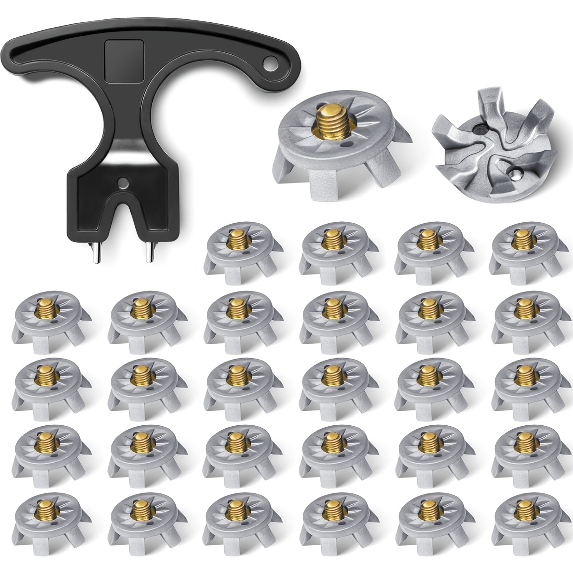 TEMU 30pcs Pointes de golf grises, remplacements de pointes de chaussures de golf, pointes de remplacement avec clé appropriées pour une utilisation