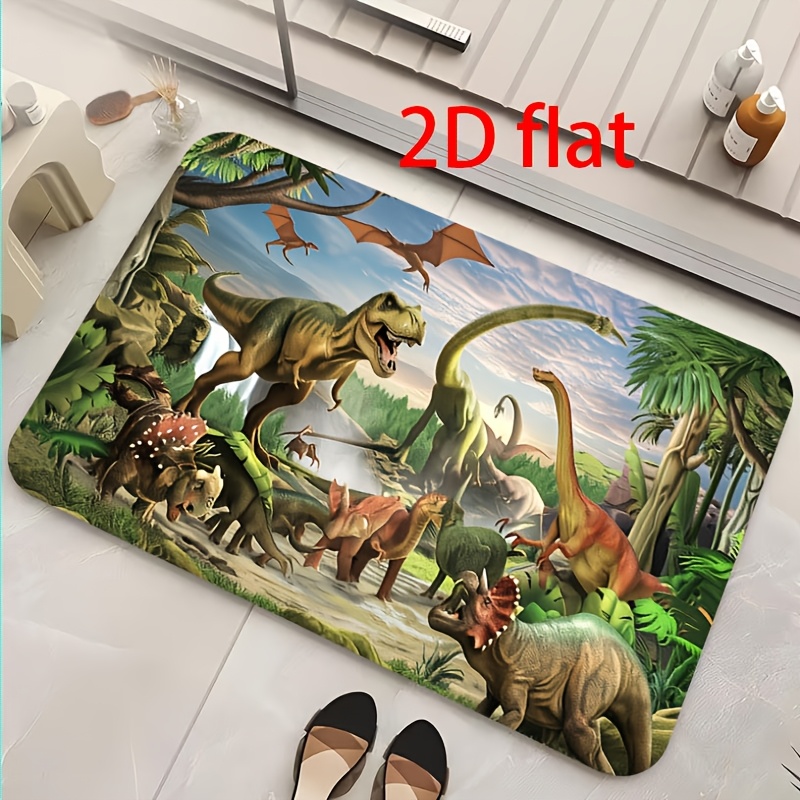 TEMU Featured Item: Cartoon Jurassic Dinosaur Pattern Carpet, To Clean, Large Area Long-pile Carpet With Non-slip Bottom, Touch, Machine Washable,