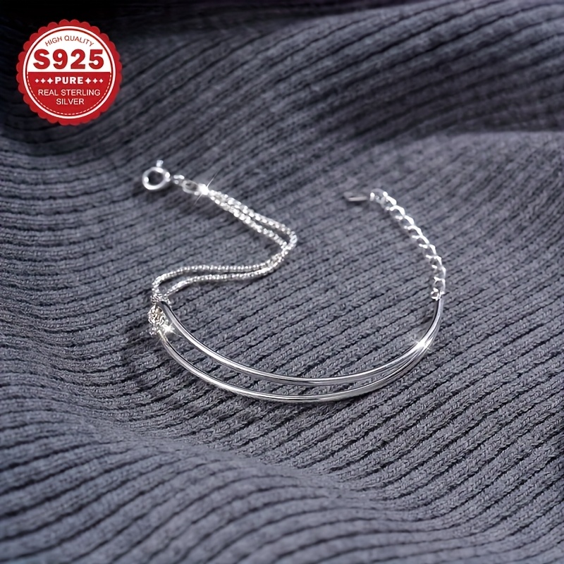 S925 Silver Geometric Patchwork Bracelet for Women