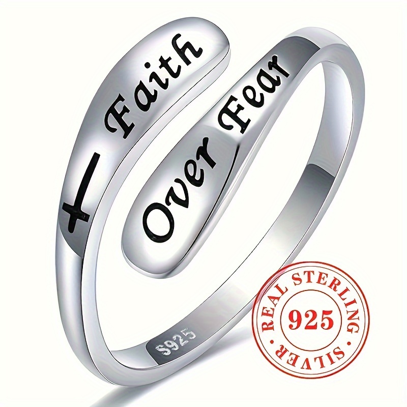 

Sterling Silver 925 Inspirational Ring, 1pc Adjustable Pure Silvery Band For , Elegant & Style, Engraved With Different Letter Fashion Accessory For Matching Outfits