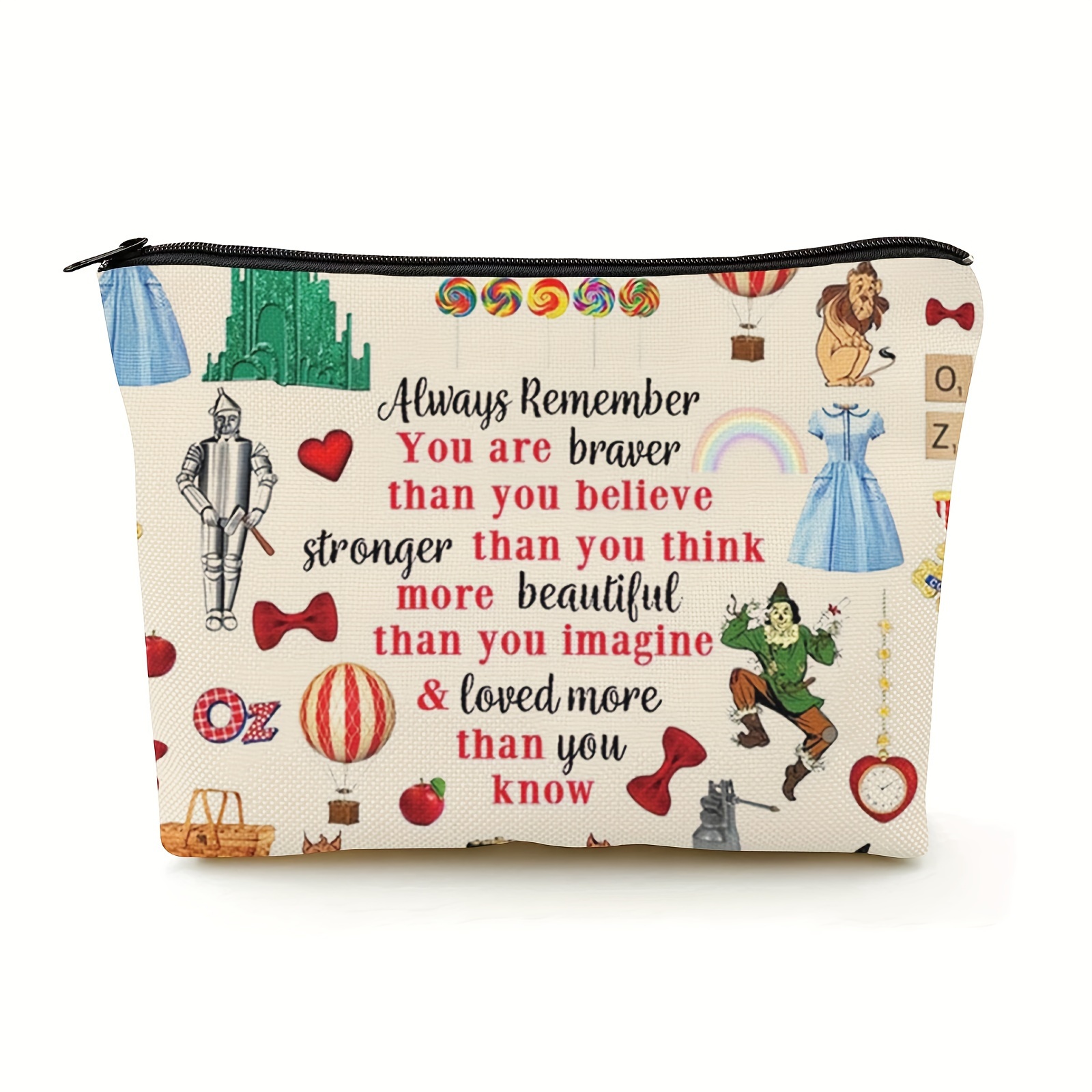 

Makeup Bag You Are Braver Stronger Than You Think Gift Dorothy Ruby Red Slippers Makeup Zipper Bag