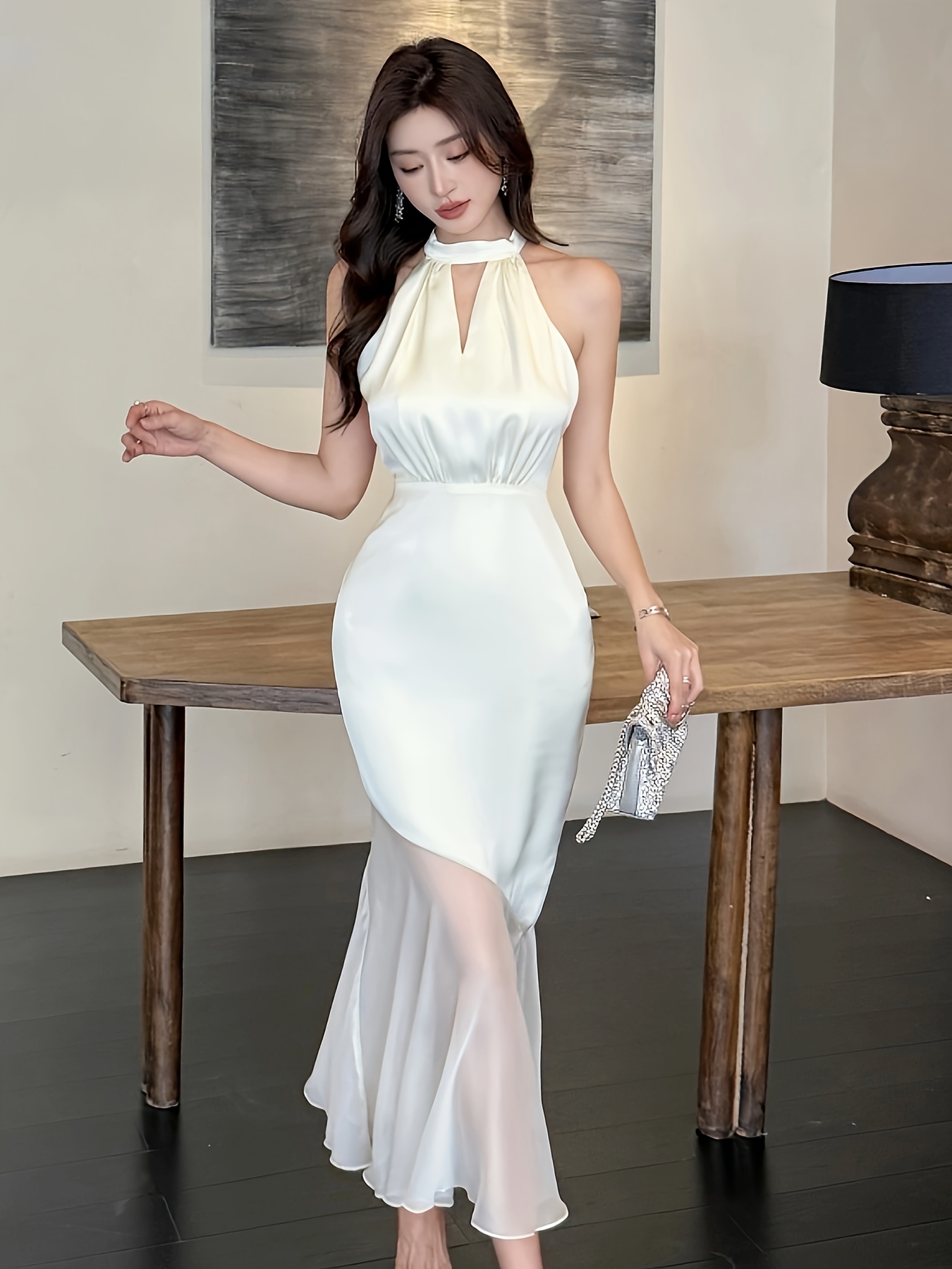 slim fit dress slacks Elegant African Print Halter Dress-DP3039 XS(2) main image 0