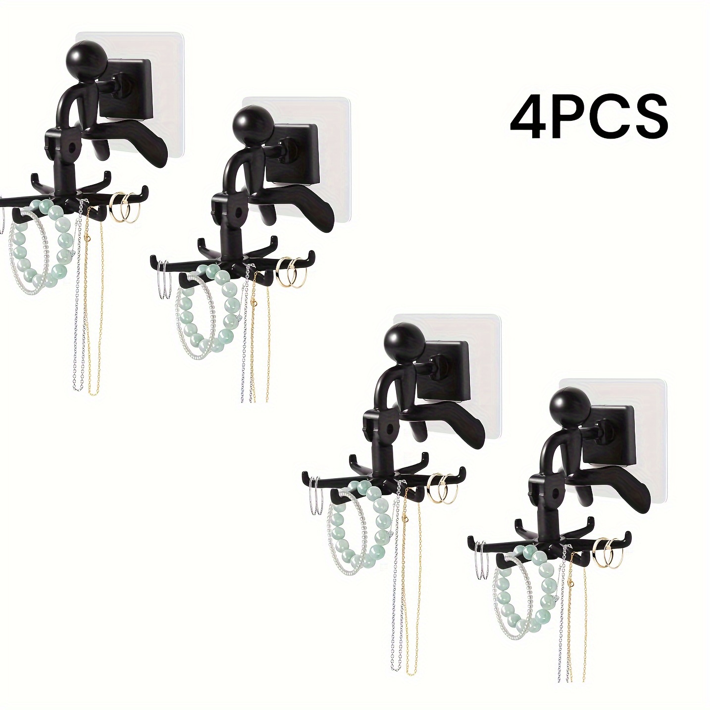 

4pcs - Necklace Hanging Jewelry Organizer Saving Rotating Necklace And Bracelets For Closet//,