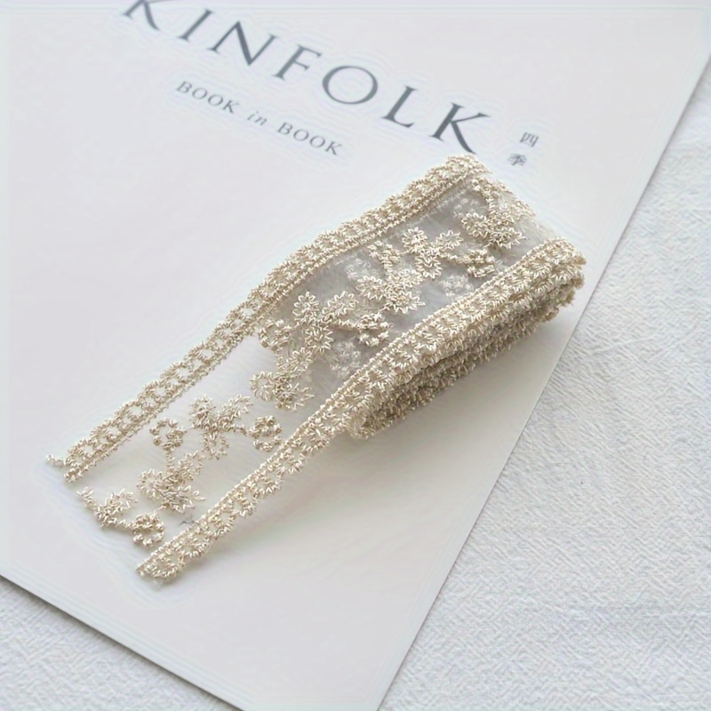 1 Yard Embroidered Floral Lace Trim, 4cm Wide - Handcrafted Bowknot For Diy Hair Accessories & Fashion Headwear, Hair Accessories Materials