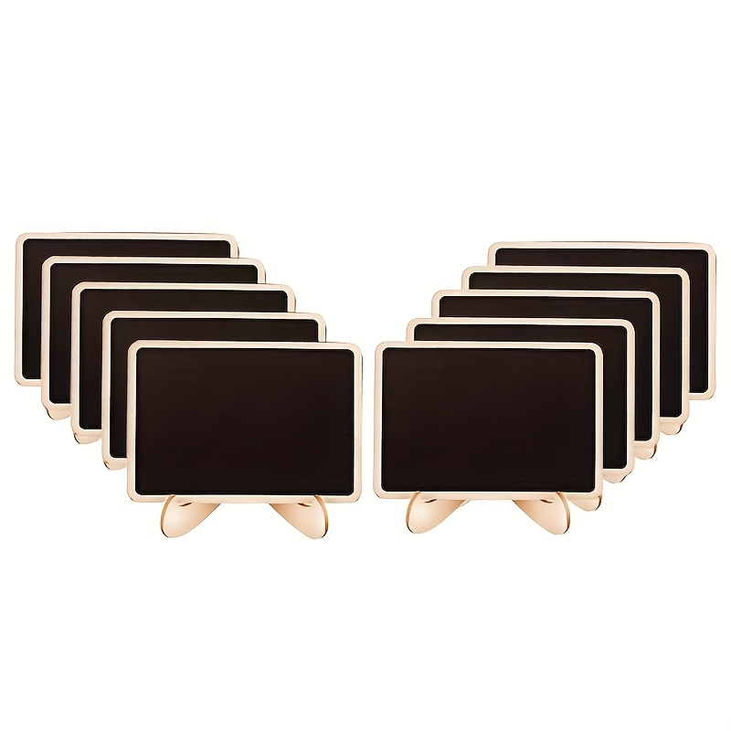 TEMU 10 Mini Tableaux Noirs + Supports en Bois , Répondant à Tous les Besoins d'Étiquetage en Tous Scénarios ; Rotative pour un Réglage Flexible de ,