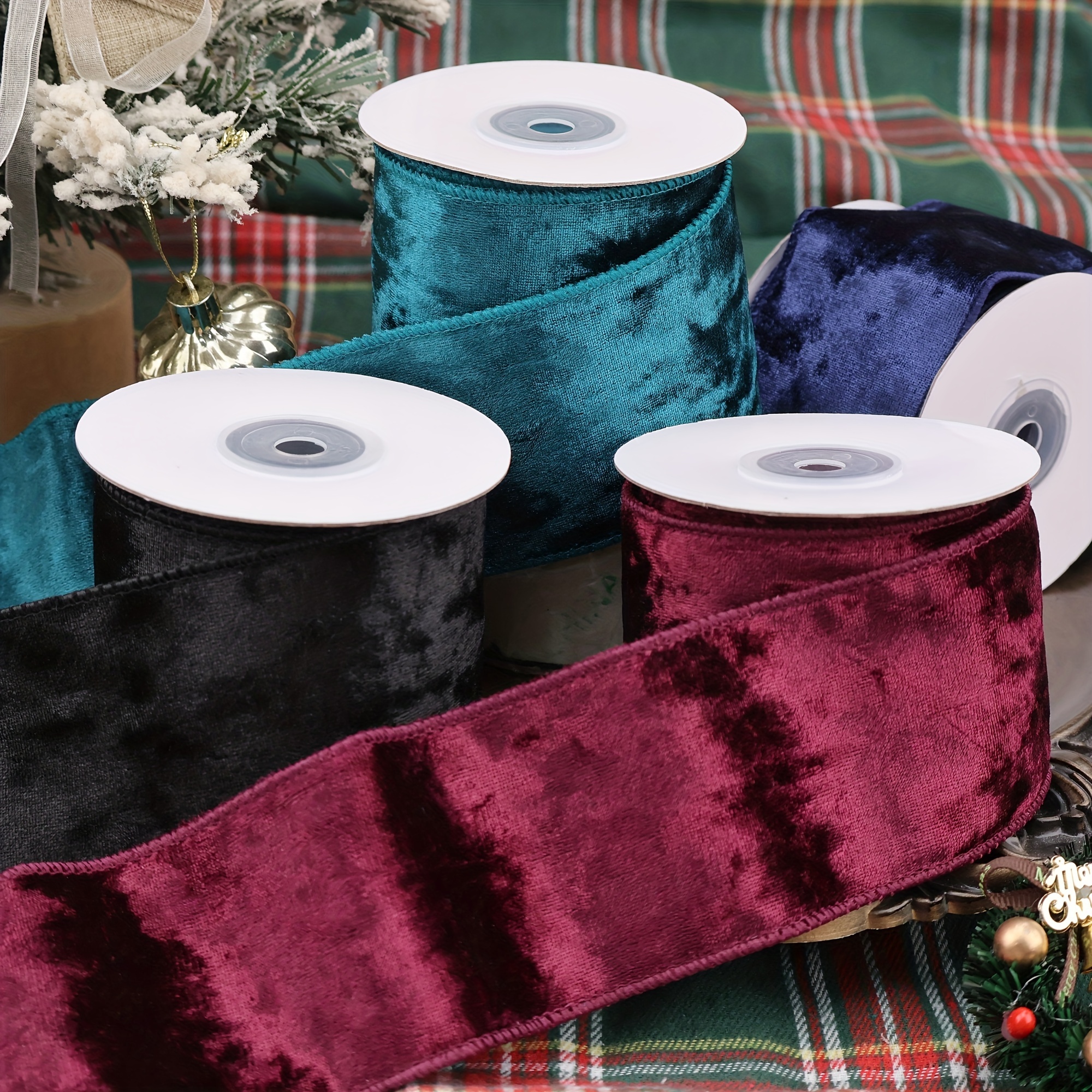 

Luxurious Velvet Ribbon Roll - 2.5" Wide, 5 Yards - Gift Wrapping, Bow Making & Christmas Decorations Decorative Ribbon