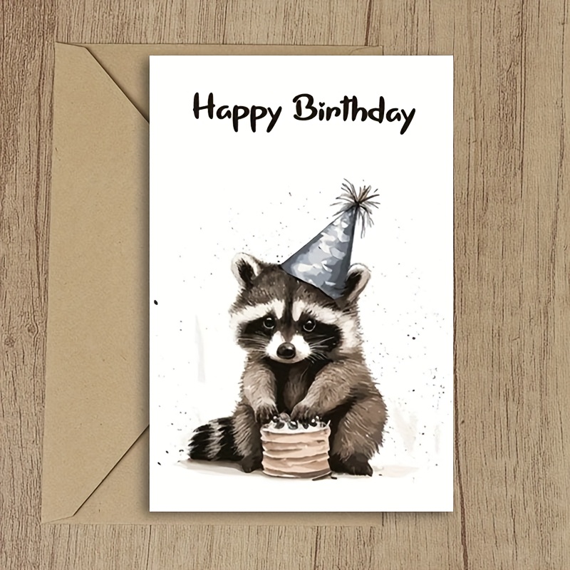 Cute Raccoon Birthday Card Suitable For Any Occasion, Perfect Gift For Thanksgiving, Anniversary, And Friend Thank-you Cards For , With Unique Artistic Inspiration And