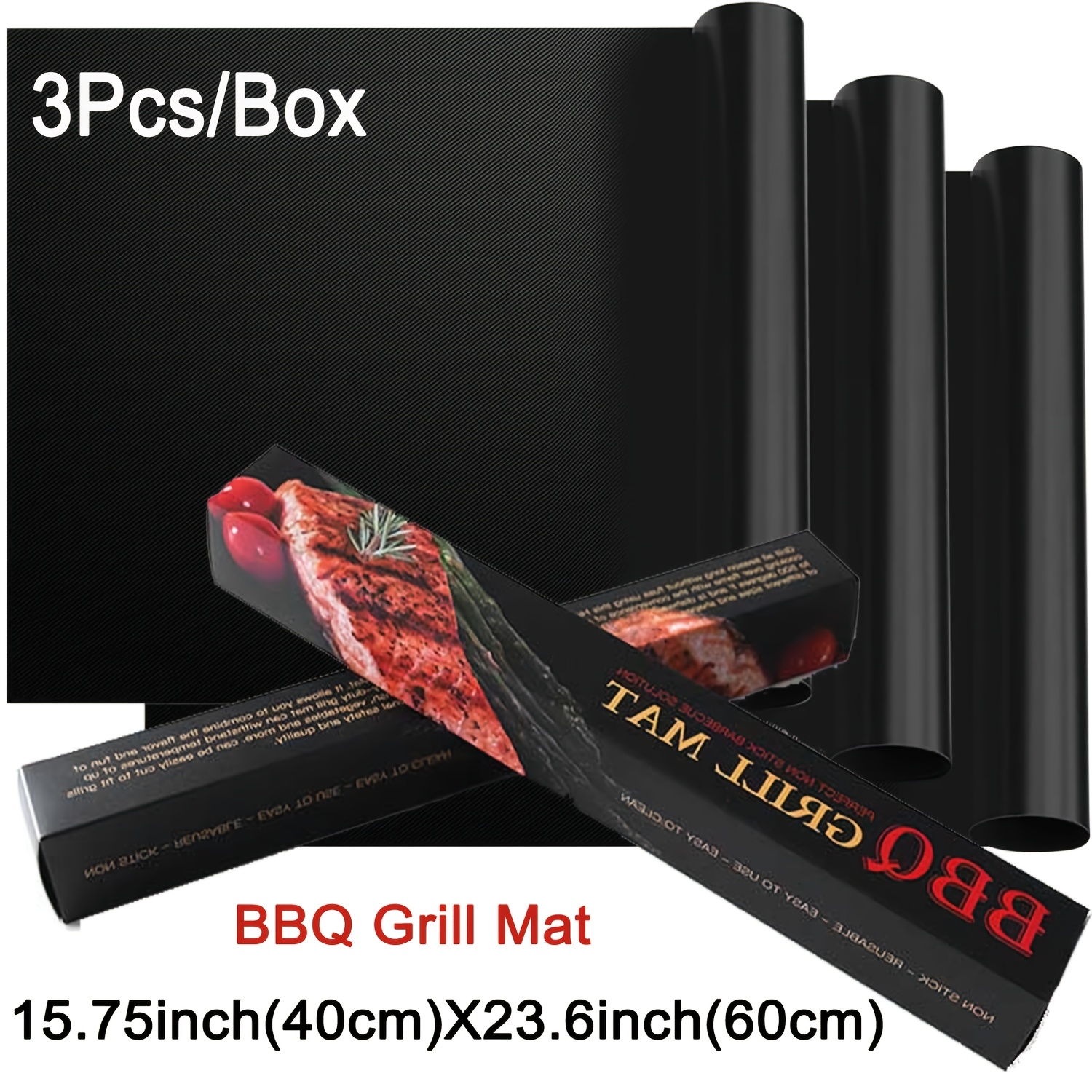 Large Outdoor Bbq Grill Mat, Oven Liner Pad, High-temperature Baking Mat, Easy-to-clean Grilling Tray, Suitable For Barbecue And Baking Accessories, Reusable, Size 23.62x15.75 Inches, Black