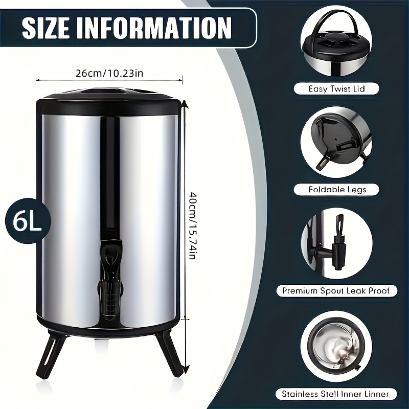 TEMU Insulated Beverage Dispenser - Drinks Hot Or Cold, Perfect For Coffee And Tea - Ideal For Home, Kitchen, Travel And Parties Insulated Coffee Tumbler