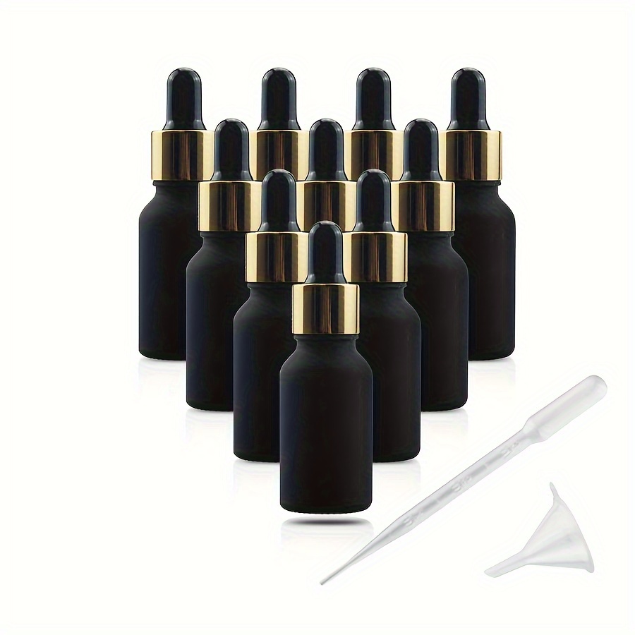 

Lot de 10 Mini Bouteilles Compte- en Verre Noir 15ml/20ml - Contenants d'Échantillons d'Huiles Essentielles & Parfums avec , Parfum, Mini Bouteilles de Parfum Rechargeables