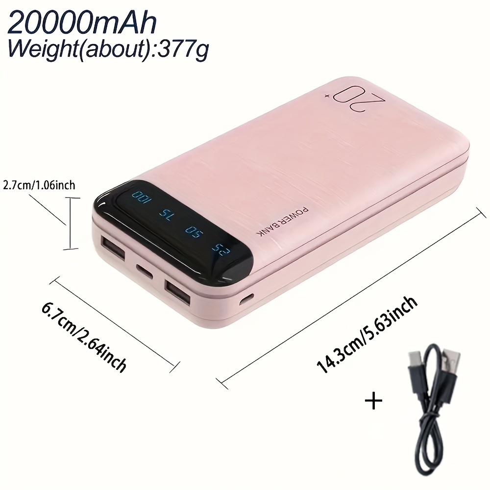 large capacity portable power bank 20000mah 5v2 1a portable - Temu