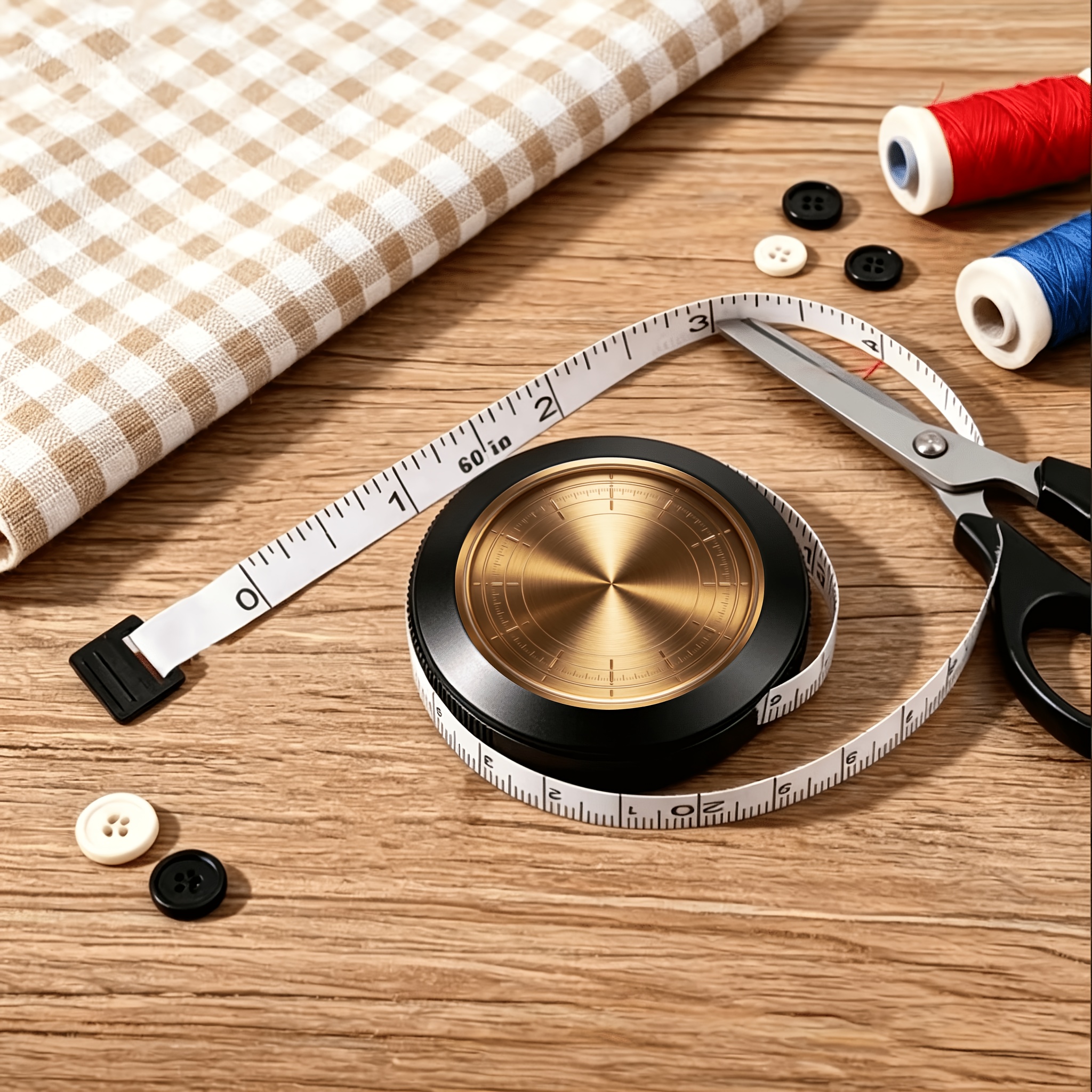TEMU 1pc Metal Scale Pattern Mini Retractable Tape Measure, 150cm/60 Inches, Dual-sided Imperial And Metric Soft Tape Measure For Sewing, Body