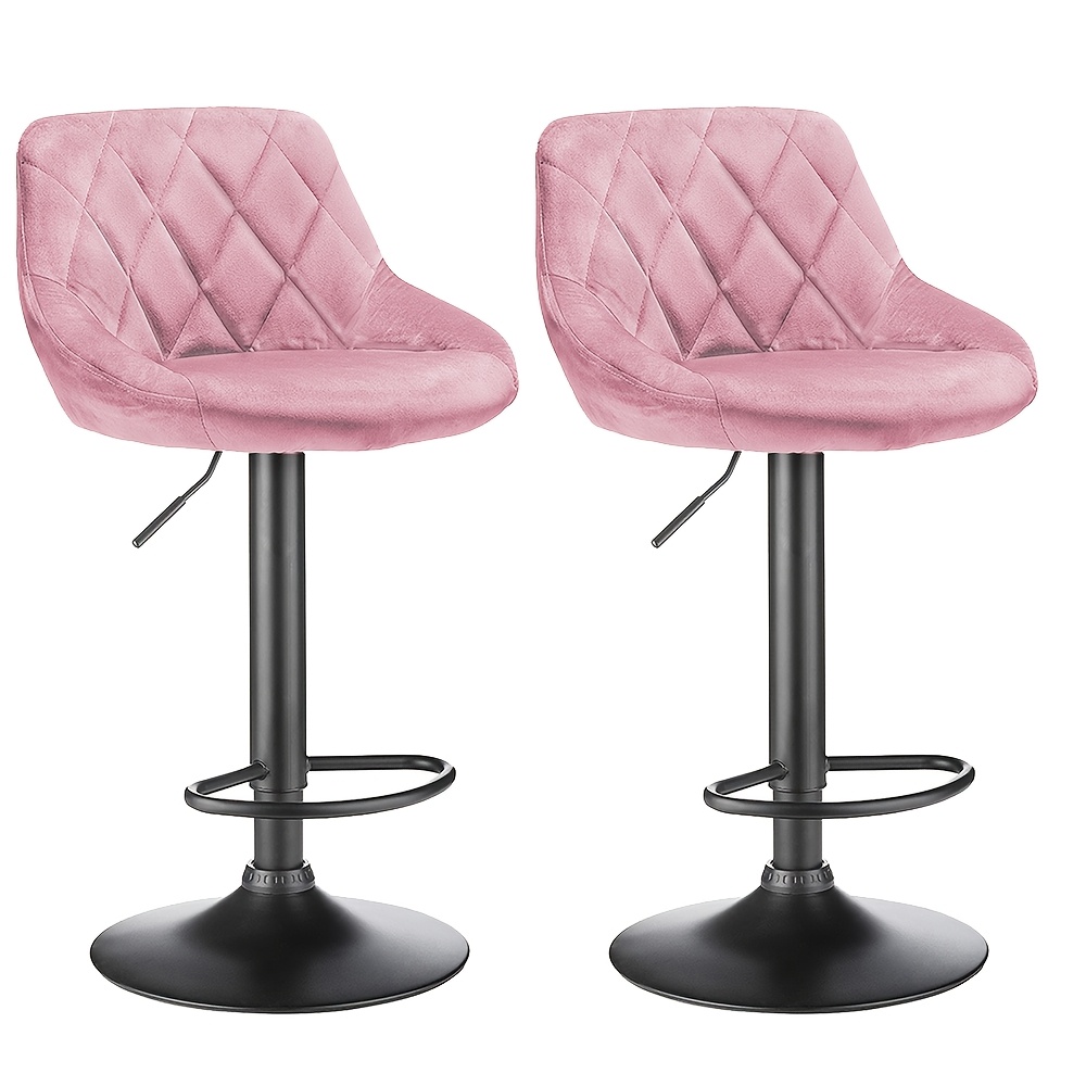 TEMU Set Of 2 Bar Stools, Kitchen Stool With Backrest, Swivel Stool, Upholstered Stool, Counter Stool, Height Adjustable, Chairs For Kitchen, Bar,