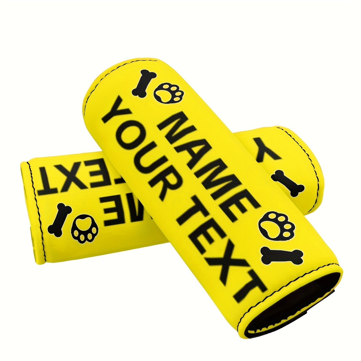 TEMU Custom Embroidered Dog Id Tag - Personalized Name And Phone Number, Anti-lost Pet Collar Charm, Durable Acetate Fiber, Mixed Colors (yellow,