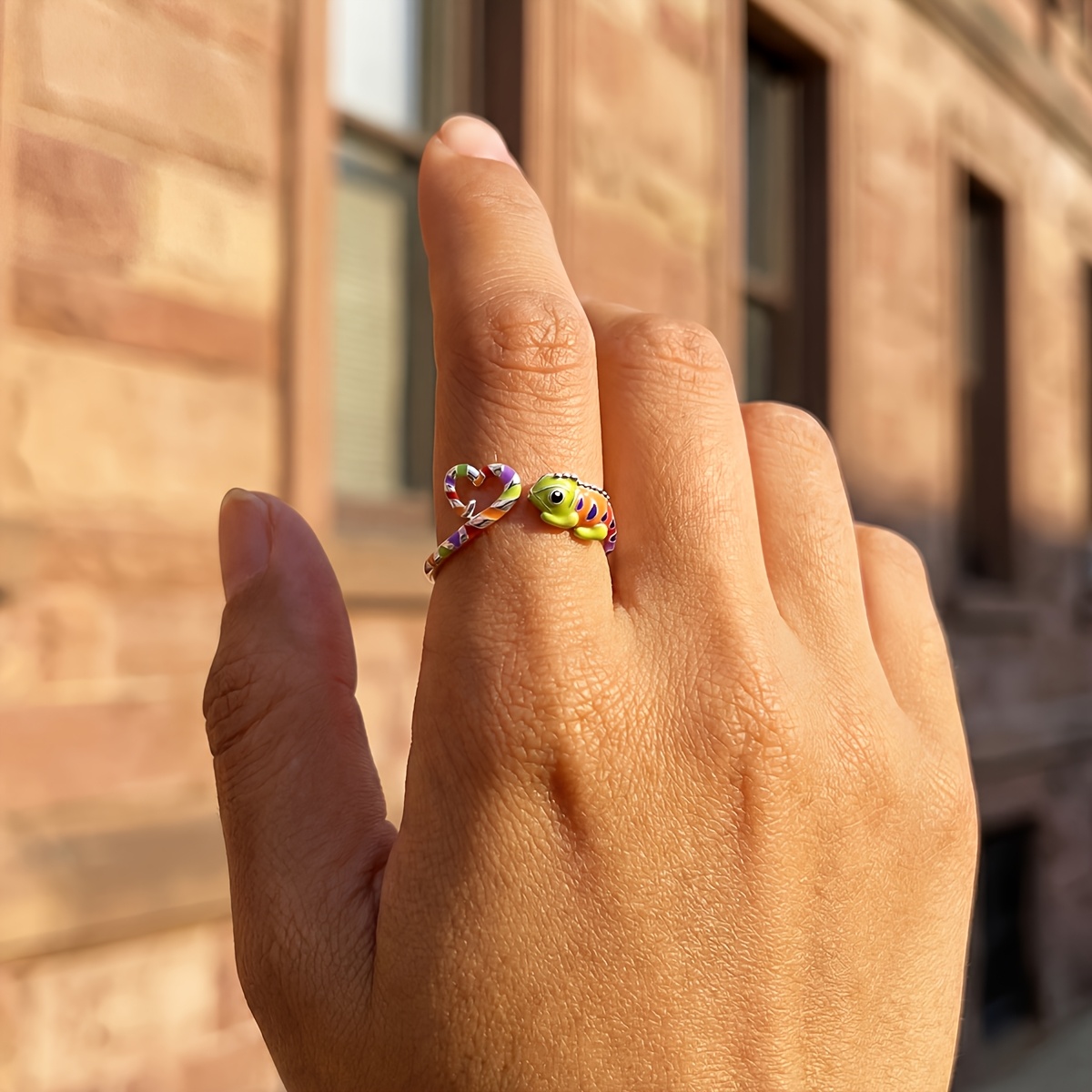 Women's Chameleon Love Open Ring, Versatile Design