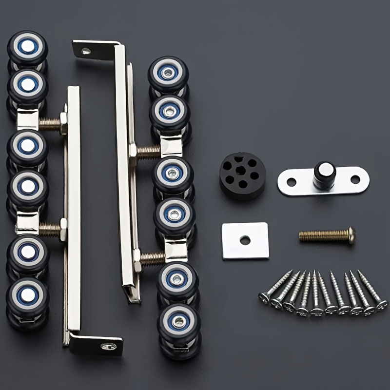 

12-wheeled Sliding Door Roller Set With Metal And Plastic Components - Suitable For Wooden Doors