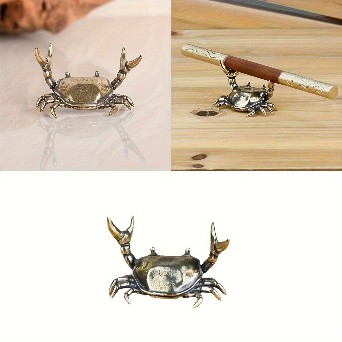 

1pc Vintage Brass Crab Desk Organizer, Desk Decor, Unique Handcrafted Collectible, Office & Study Supplies, Pen Holder For Use