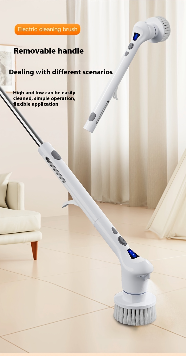 sprayable electric rotating cleaning brush electric cleaning brush wireless cleaning brush ip56 waterproof with 9 replaceable brush heads 9 in 1 with extended handle suitable for toilets bathrooms bathtubs tiles floors wooden floors cars details 10