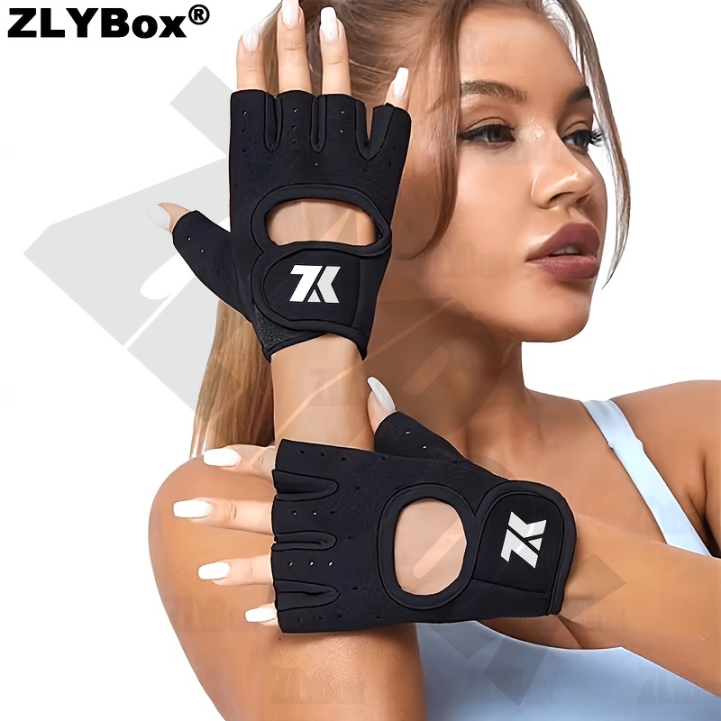 TEMU 1 Pair Of Unisex Half-finger Fitness Gloves - Anti-slip Breathable Workout Gloves, Ergonomically Designed, Durable Polyester, For Gym, Swimming,