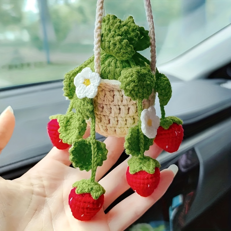 

New Car Hanging Ornament Handmade Crochet Hanging Orchid Potted Wool Thread Pendant Car Creative Rearview Mirror Pendant