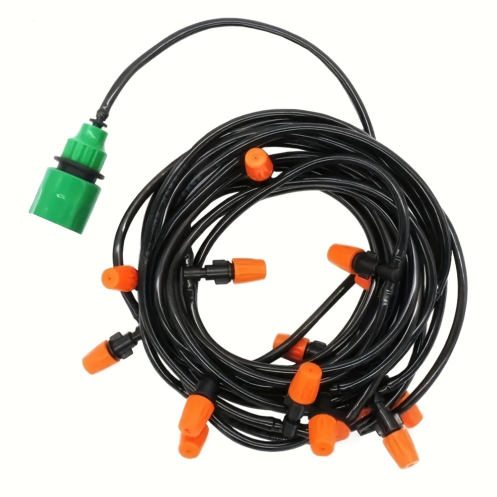 TEMU 15.24meter/50ft Durable Plastic Garden Irrigation System With 15 Adjustable Sprinklers - Perfect For Lawn Care & Agricultural Watering, , No