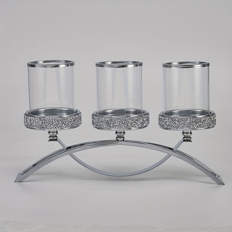 Image of Elegant And Light Luxury Three-head Metal Candle Holder For Home Use, Valentine's Day, Wedding Decoration, High-end Tabletop Romantic Candlelight Prop