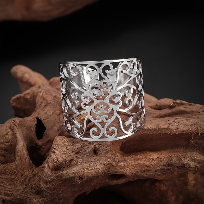 Women's Heart Flower Stainless Steel Ring