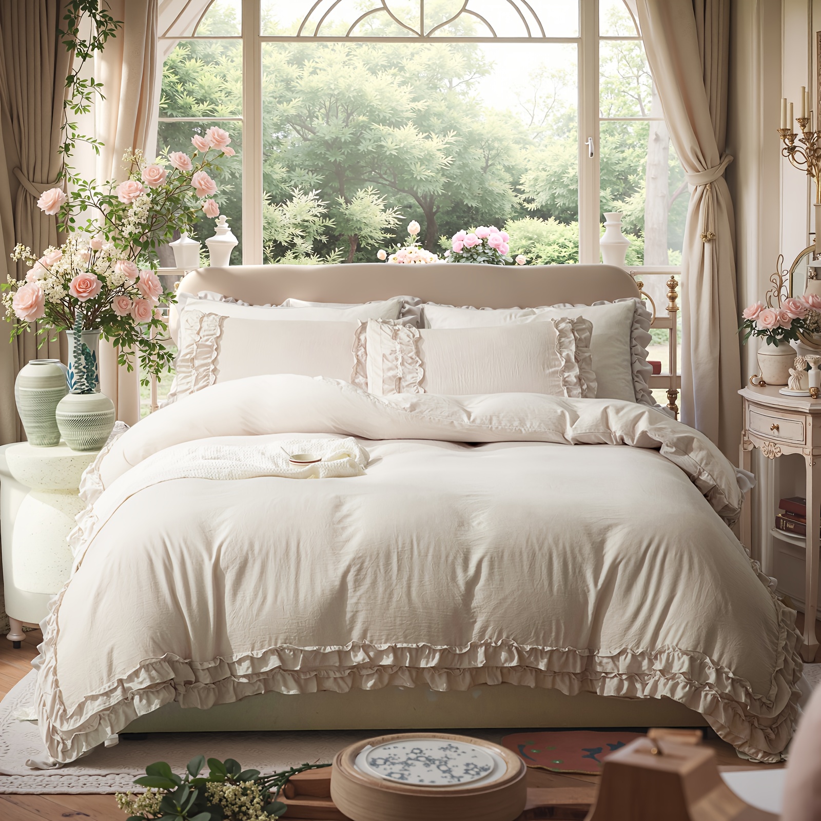 Housse de Couette Blanche 100% Coton - Douce, Respirante, Fermeture à