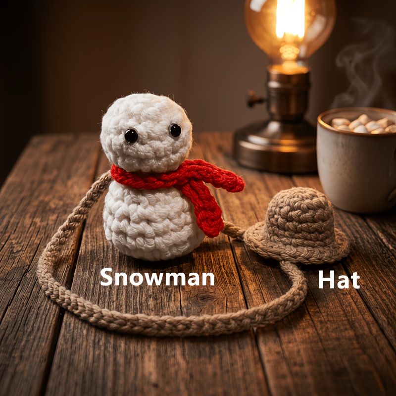 TEMU decorativo a forma di all'uncinetto con filato invernale, con cappello lavorato a maglia staccabile, articolo da originale, regalo di festa per