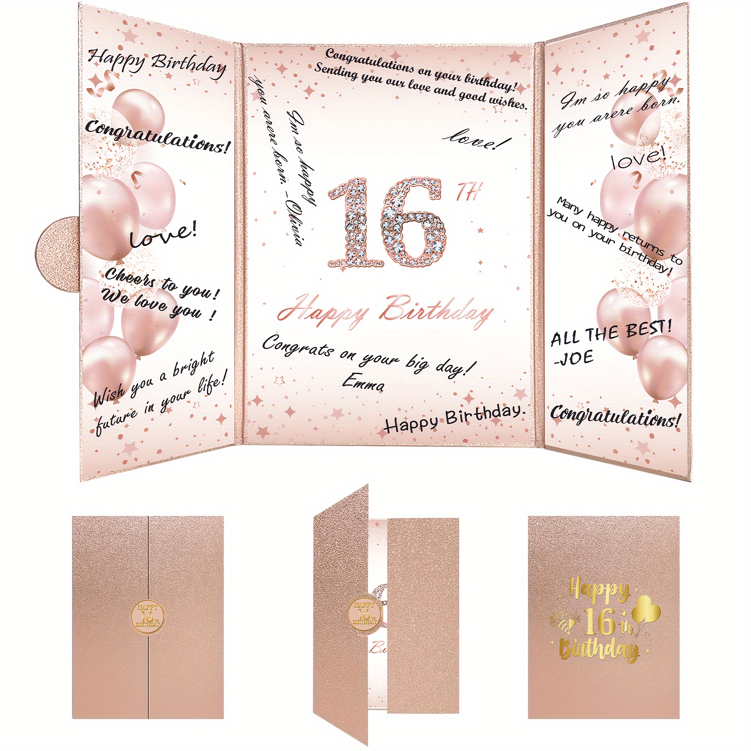 

16th Birthday : Rose Golden Themed Decorative Sign-in Sheet - Perfect For A Festive Celebration