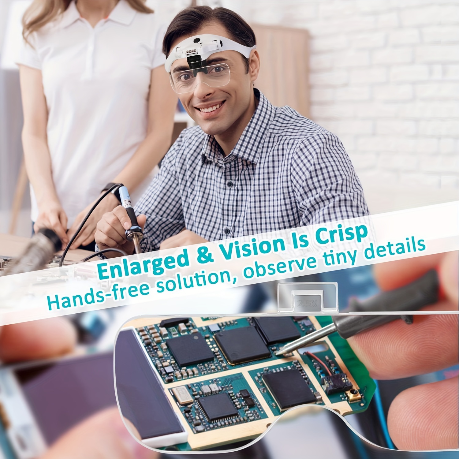 LED Magnifying Glasses Head Magnifier With Light Hancaner
